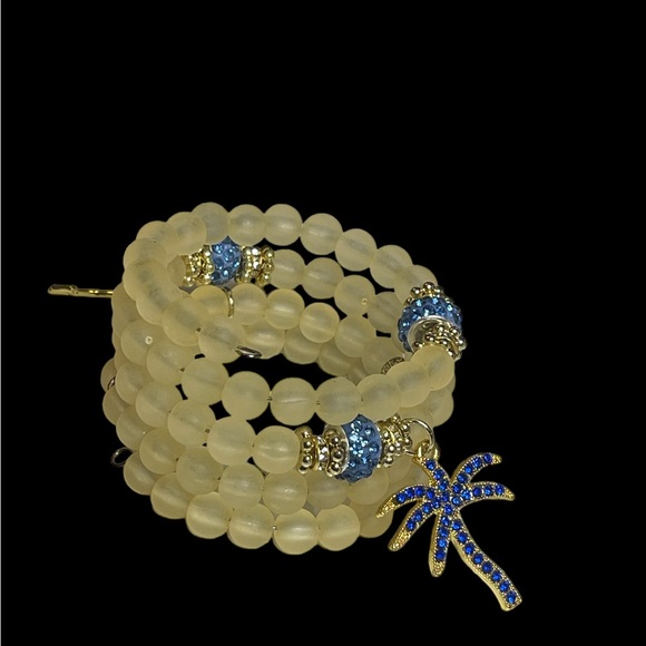 Iridescent Yellow Memory Wire Stack Bracelet - Picture 1 of 8